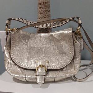 Coach Metallic Silver Shoulder Bag